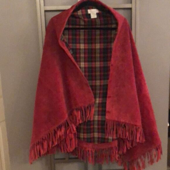 Spiegel vintage Cranberry SUEDE Cape with fringe. - Picture 2 of 8
